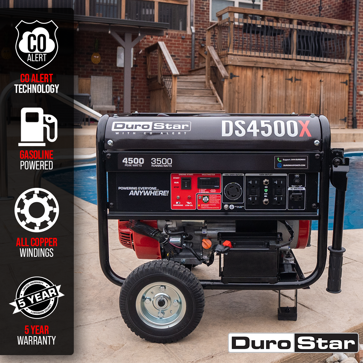DuroStar  4,500 Watt Gasoline Portable Generator w/ CO Alert