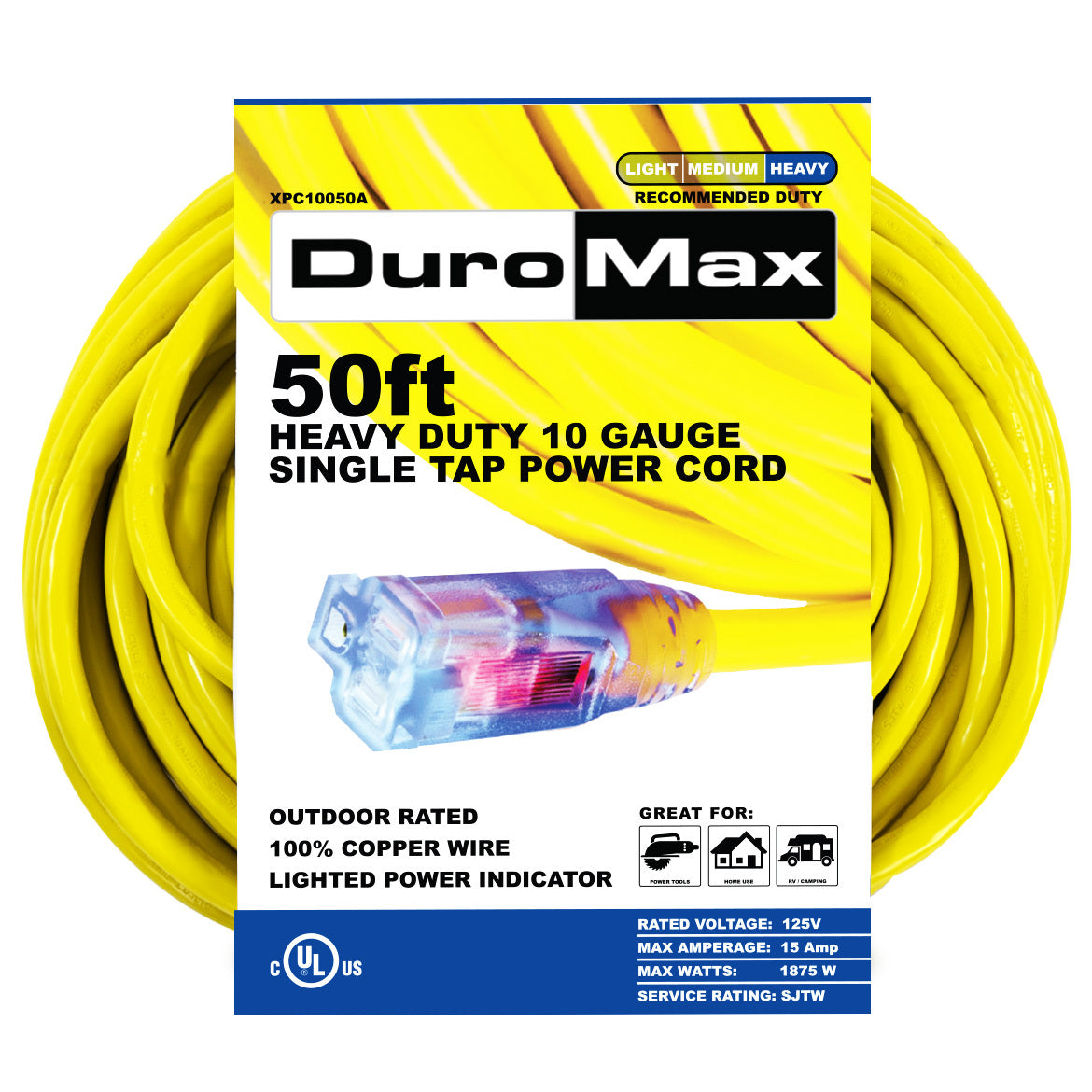 DuroMax  50-Foot 10 Gauge Single Tap Extension Power Cord