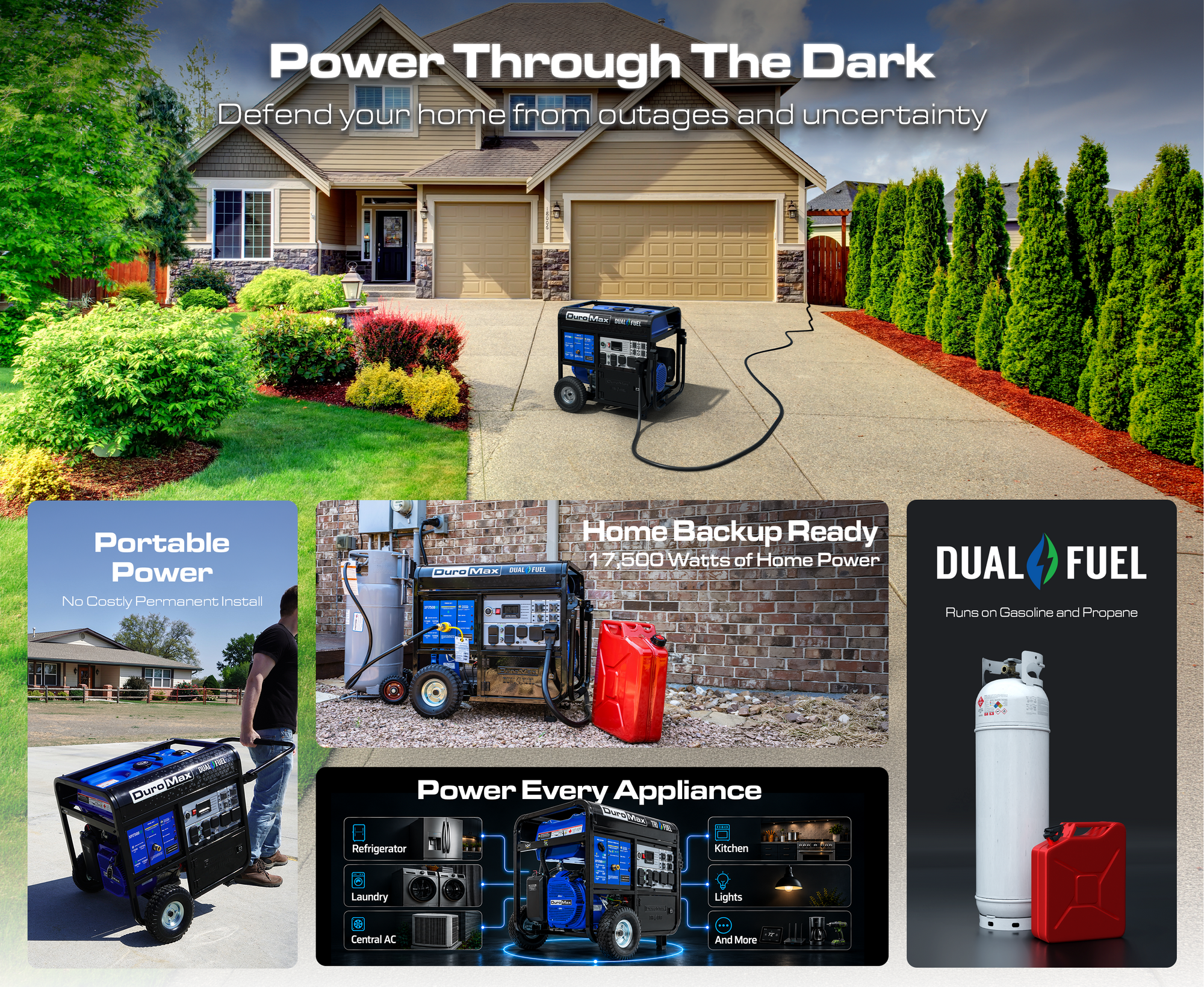 17,500W Dual Fuel Generator w/ CO Alert