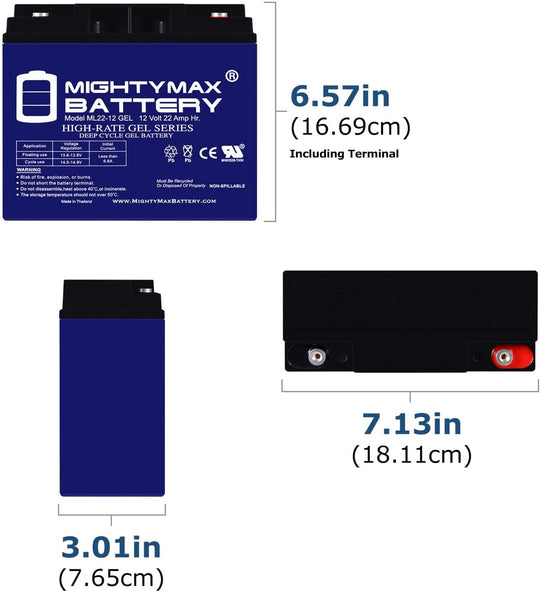 Mighty Max 12V 22 AH GEL Rechargeable Maintenance Free SLA AGM