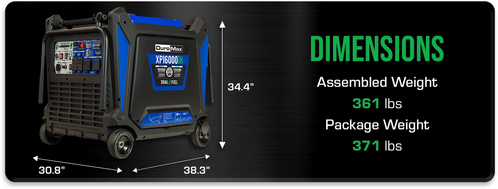 XP16000iH generator dimensions