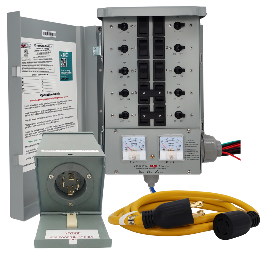 Connecticut Electric EGS107501G2KIT EmerGen G2 30 Amp 10-Circuit Transfer Switch Kit