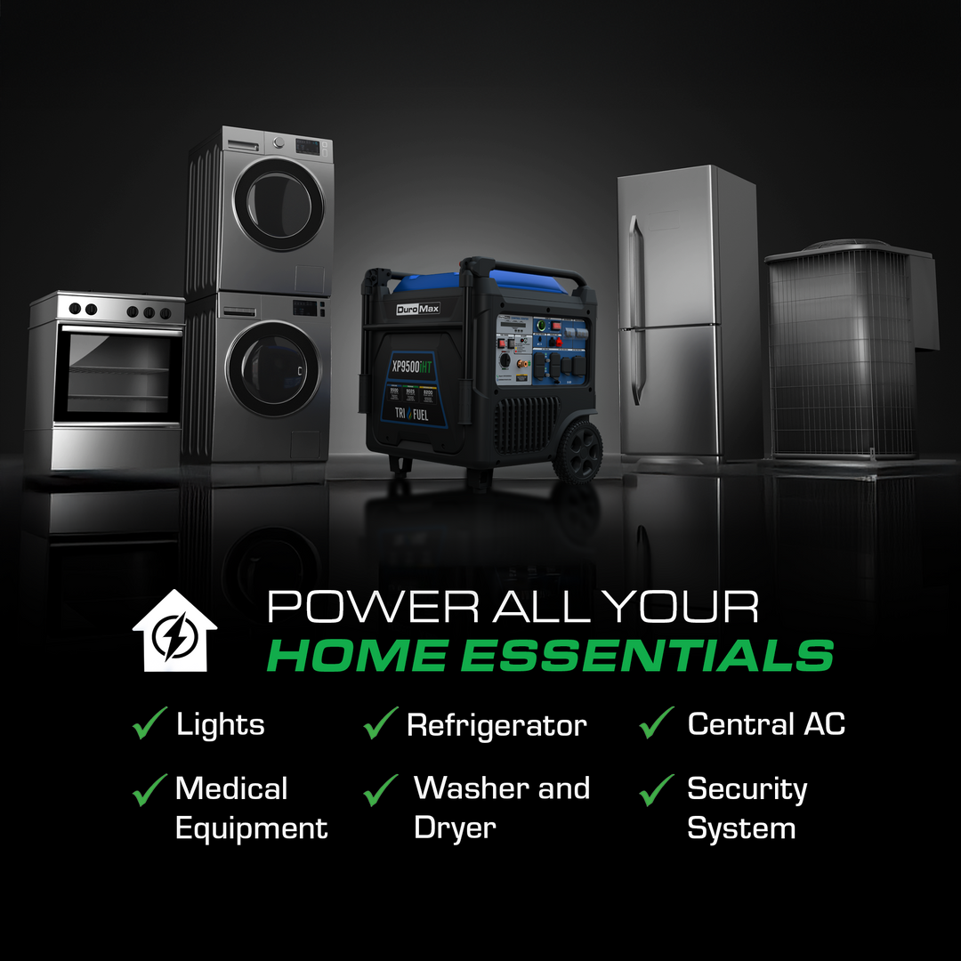 9,500 Watt Portable Tri Fuel Inverter Generator - Quiet, Low THD