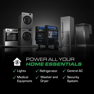 9,500 Watt Portable Tri Fuel Inverter Generator - Quiet, Low THD