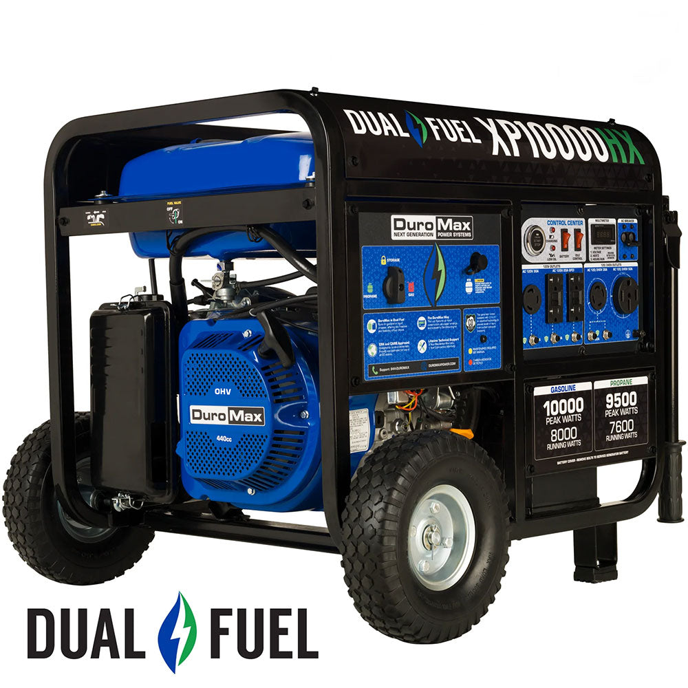 10,000 Watt Dual Fuel Portable HX Generator w/ CO Alert