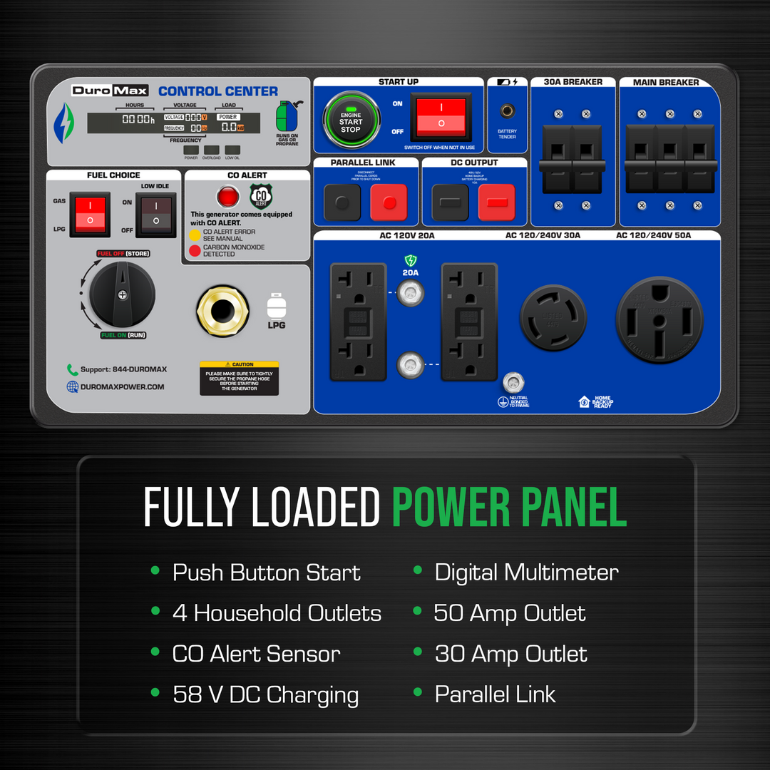 DuroMax 11,000 Watt Portable Dual Fuel Inverter Generator w/ CO