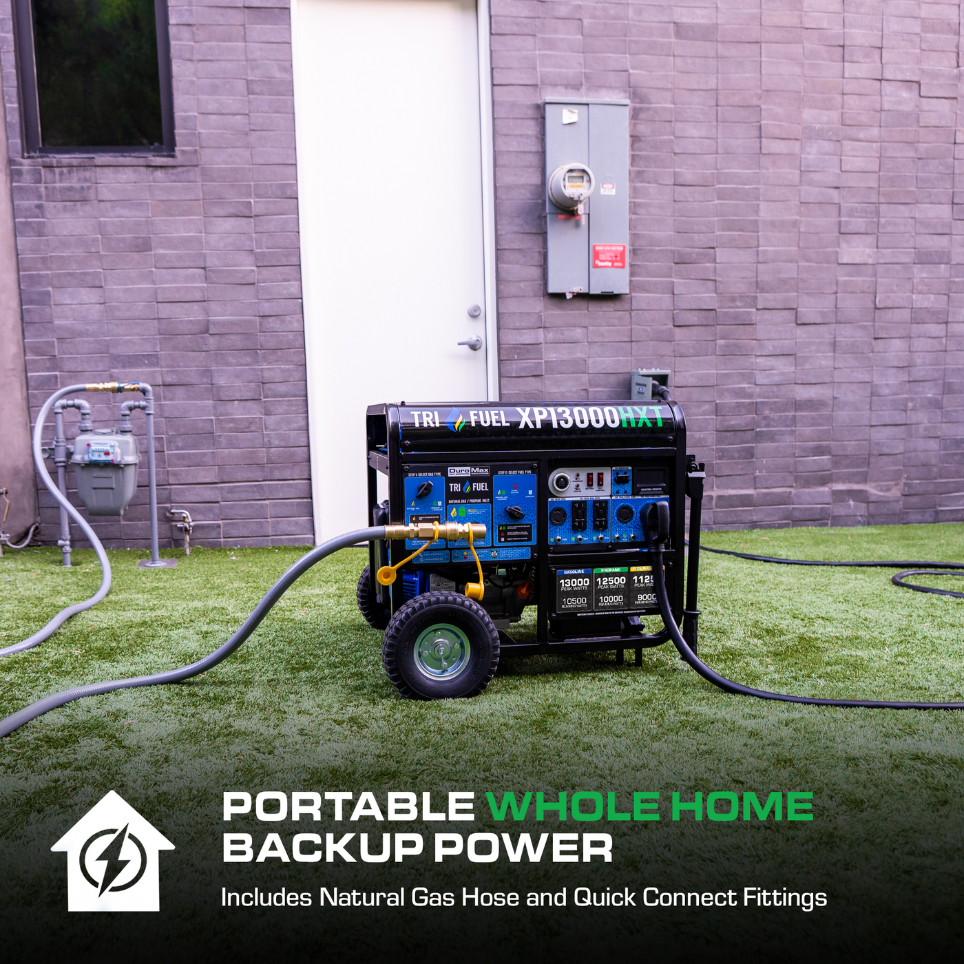 DuroMax 13,000 Watt Tri Fuel Portable HXT Generator w/ CO Alert