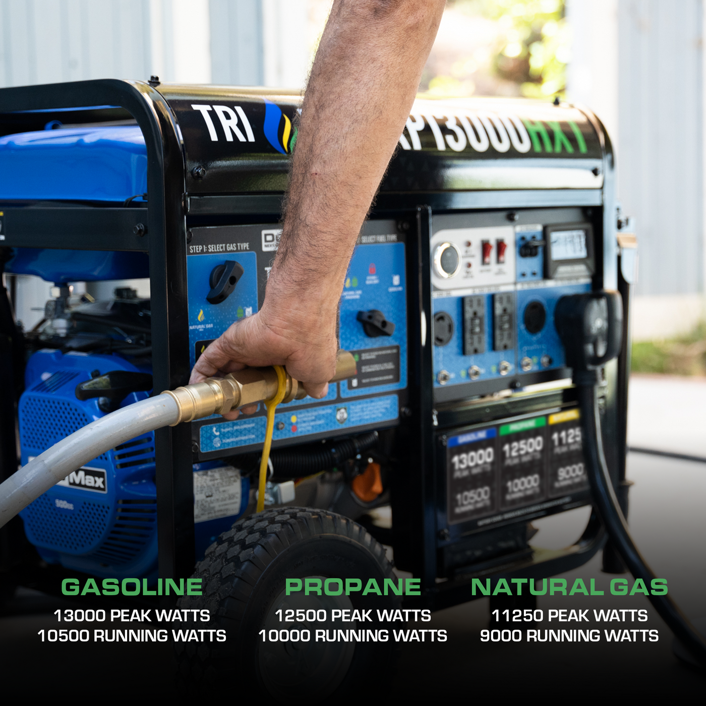 DuroMax 13,000 Watt Tri Fuel Portable HXT Generator w/ CO Alert