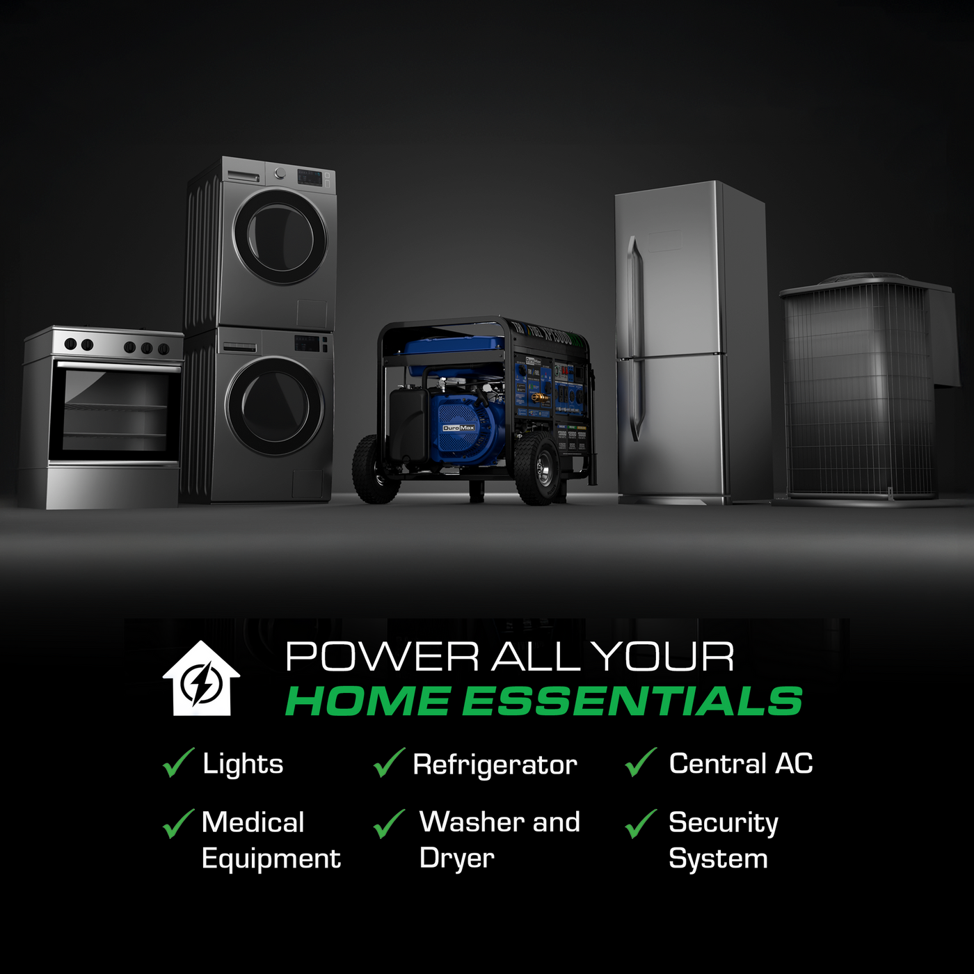 DuroMax 13,000 Watt Tri Fuel Portable HXT Generator w/ CO Alert