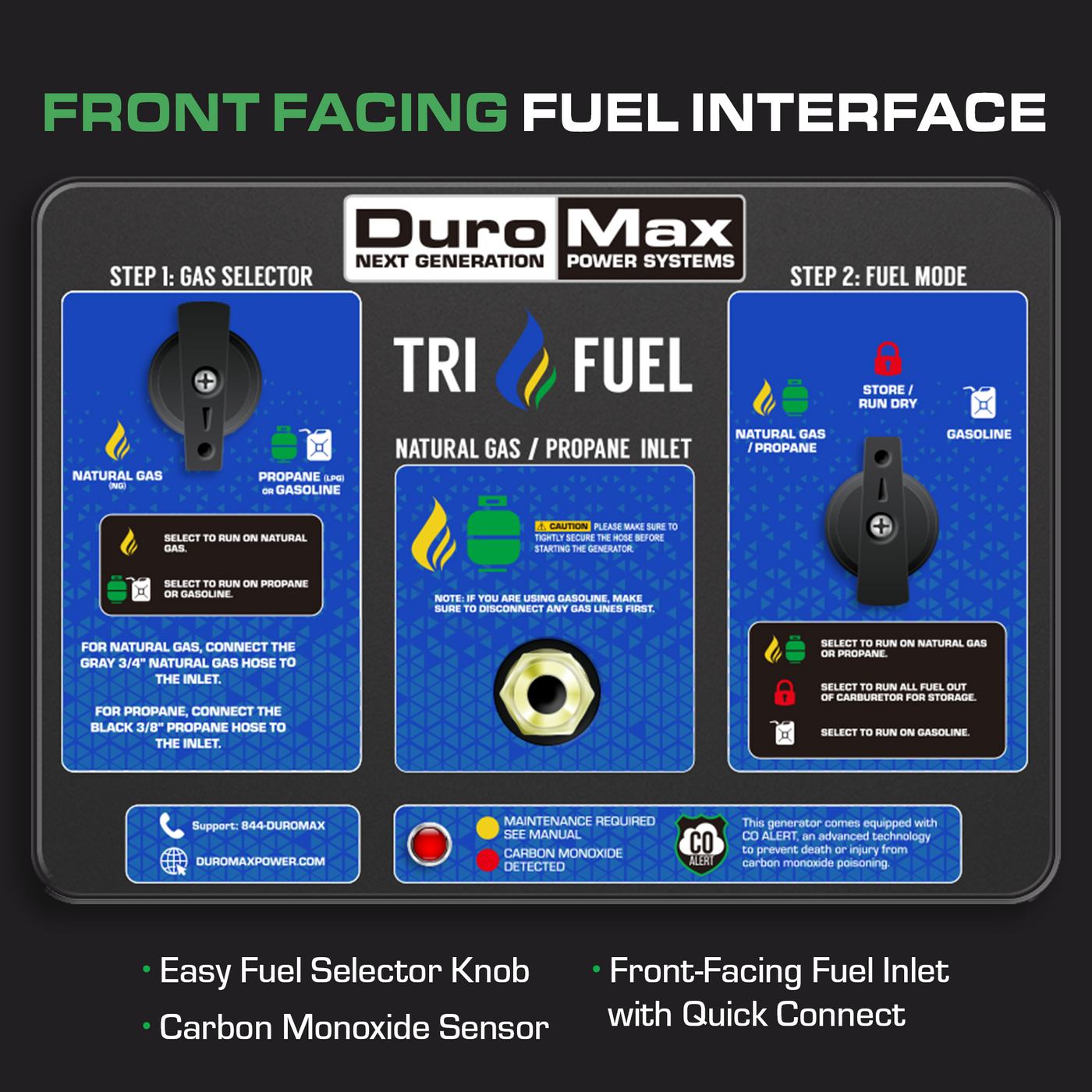 DuroMax 13,000 Watt Tri Fuel Portable HXT Generator w/ CO Alert