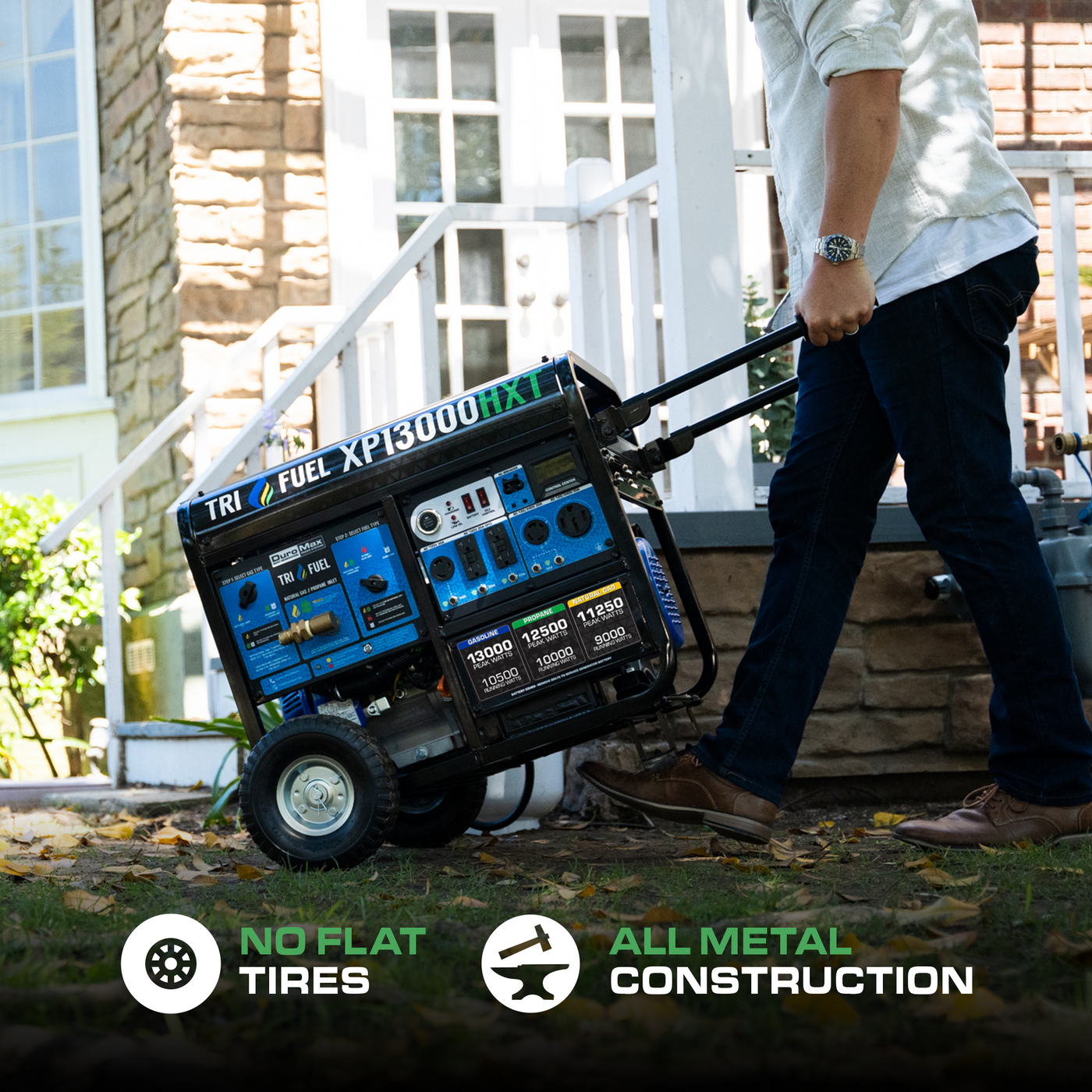 DuroMax 13,000 Watt Tri Fuel Portable HXT Generator w/ CO Alert
