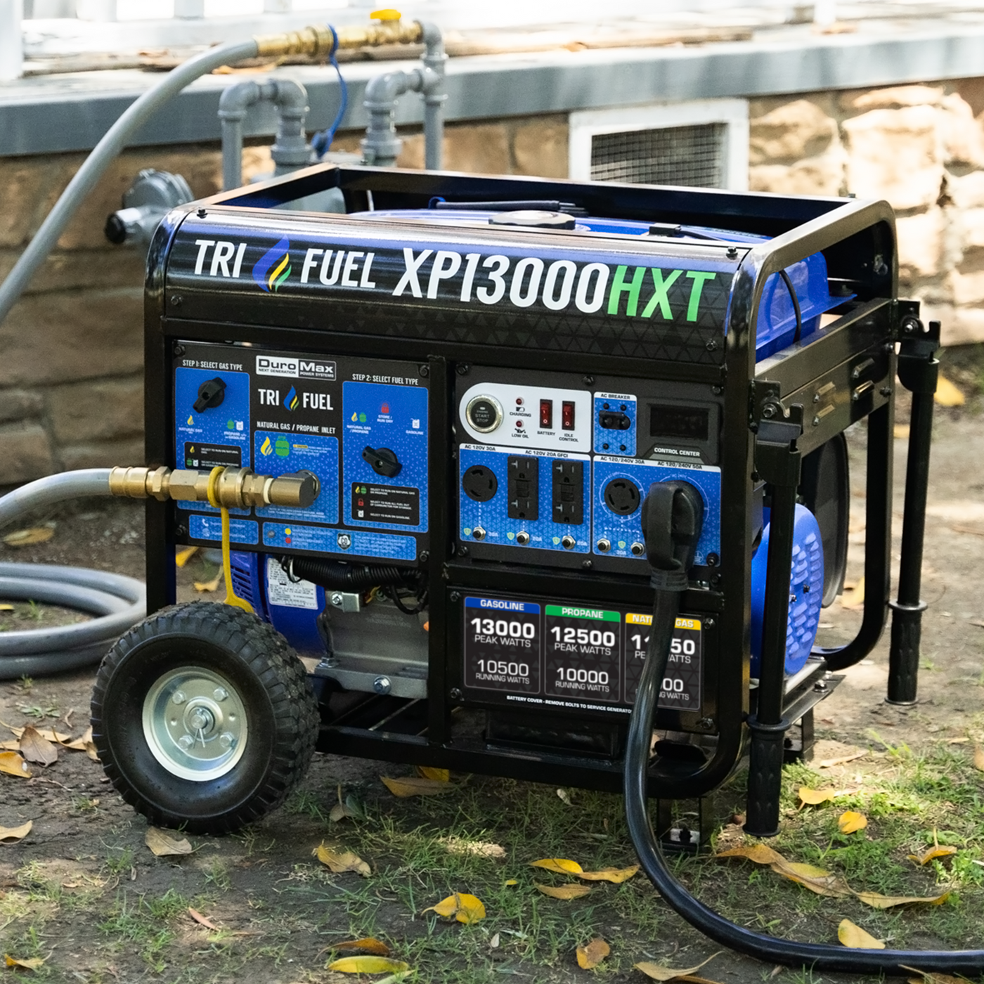 DuroMax 13,000 Watt Tri Fuel Portable HXT Generator w/ CO Alert