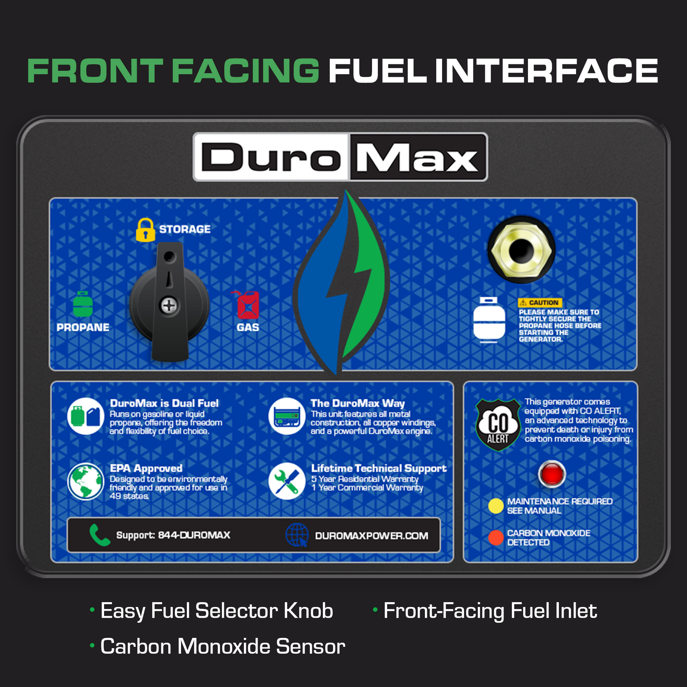 DuroMax 13,000 Watt Dual Fuel Portable HX Generator w/ CO Alert