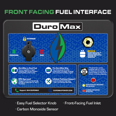 DuroMax 13,000 Watt Dual Fuel Portable HX Generator w/ CO Alert