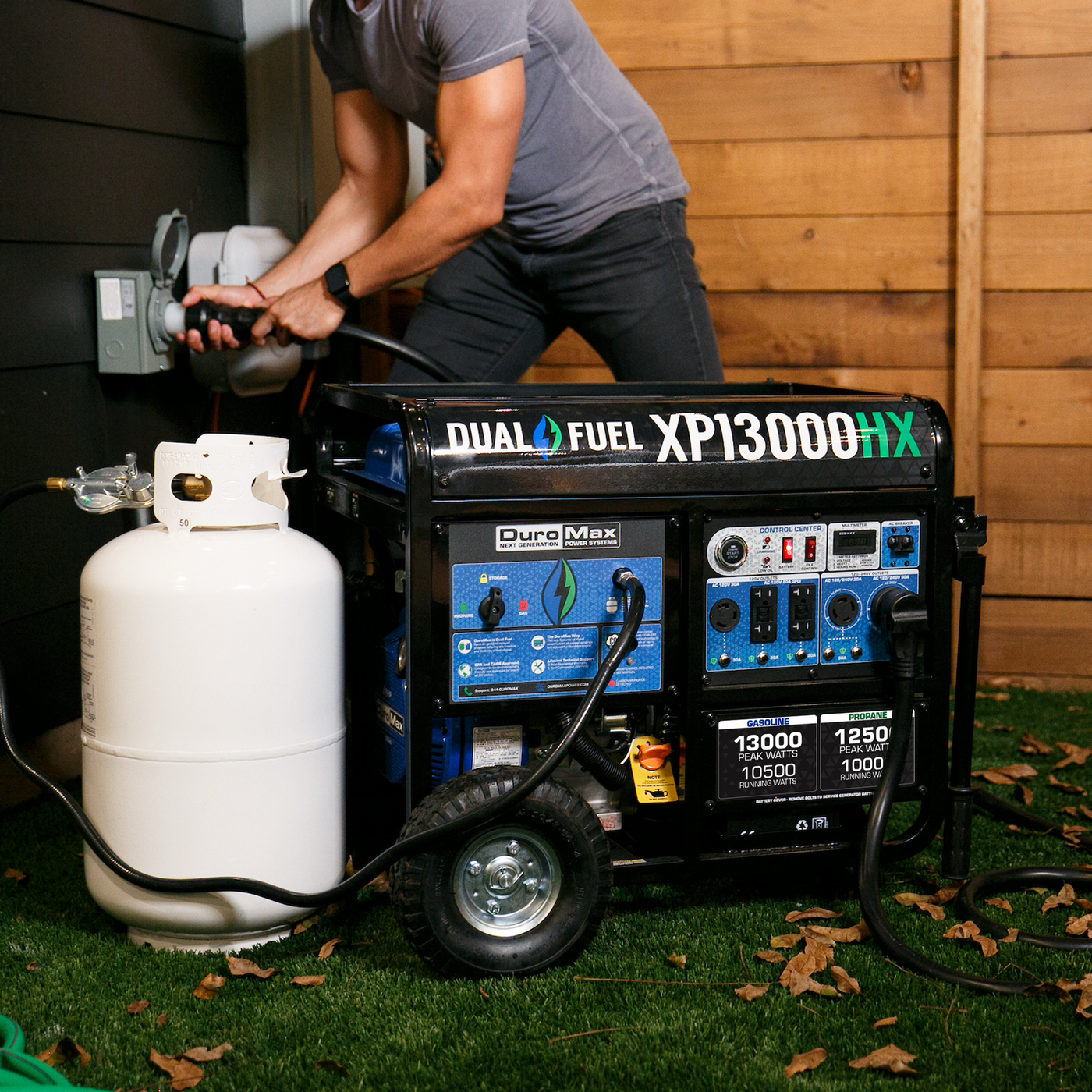 DuroMax 13,000 Watt Dual Fuel Portable HX Generator w/ CO Alert