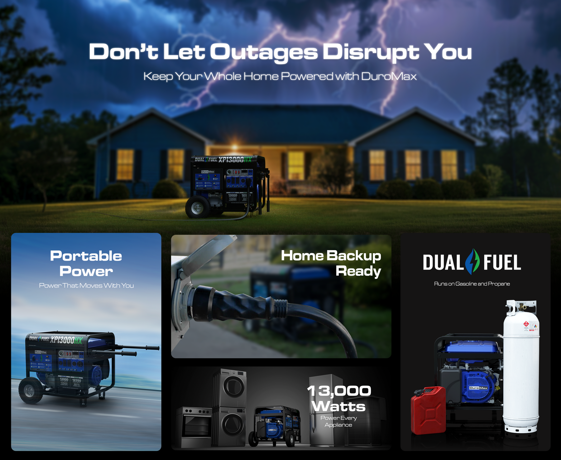 DuroMax XP13000HX portable whole home backup power