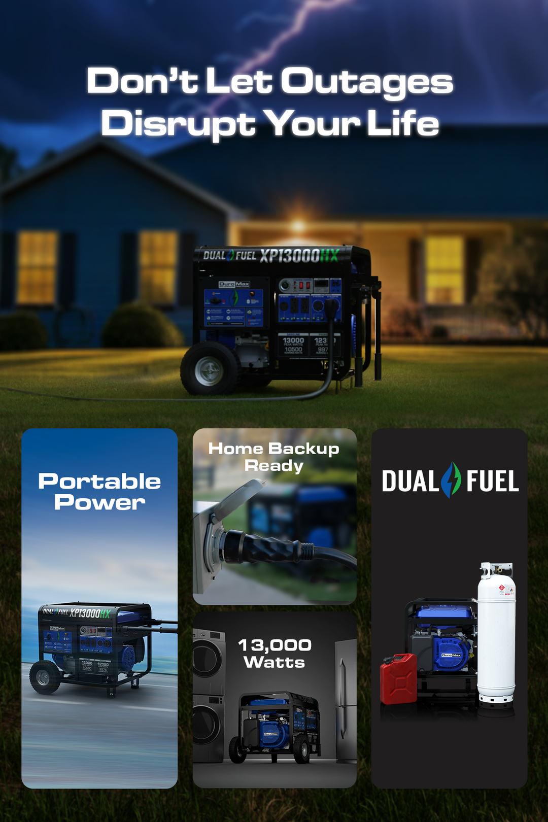 DuroMax XP13000HX portable whole home backup power