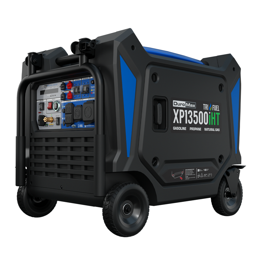 DuroMax 13,500 Watt Portable Tri Fuel Inverter Generator - Quiet, Low THD