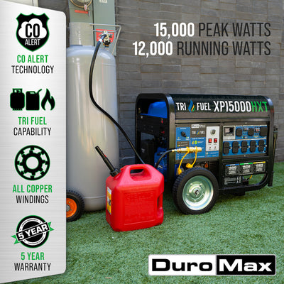 DuroMax  15,000 Watt Electric Start Tri-Fuel Portable Generator