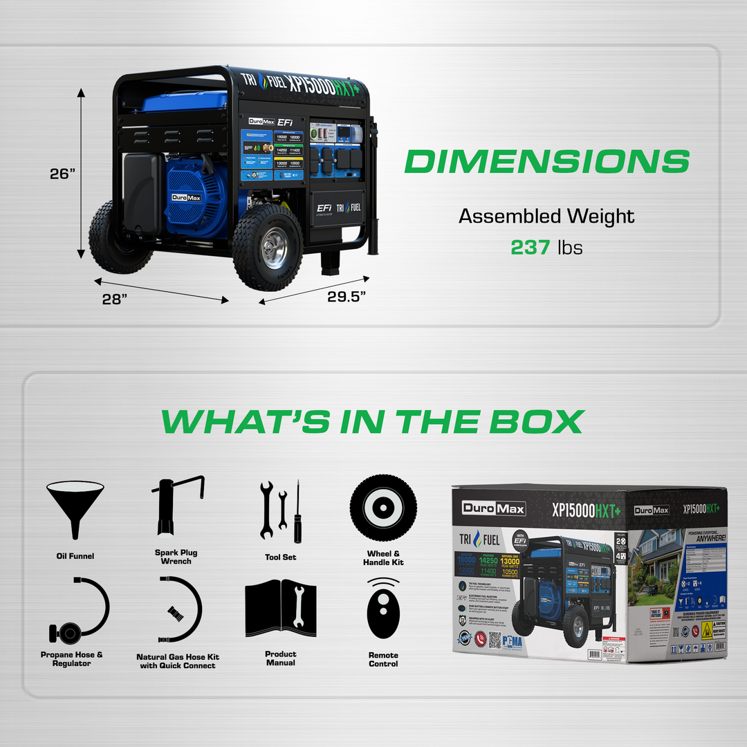 ダイマックス・ドラゴンX 360HP 15,000 Watt EFI Electric Start Tri Fuel Portable Generator - 50