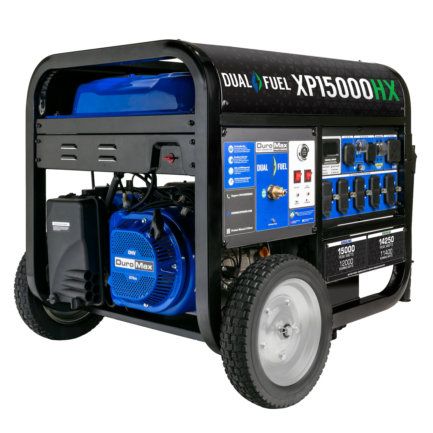 DuroMax XP15000HX dual fuel portable generator front view