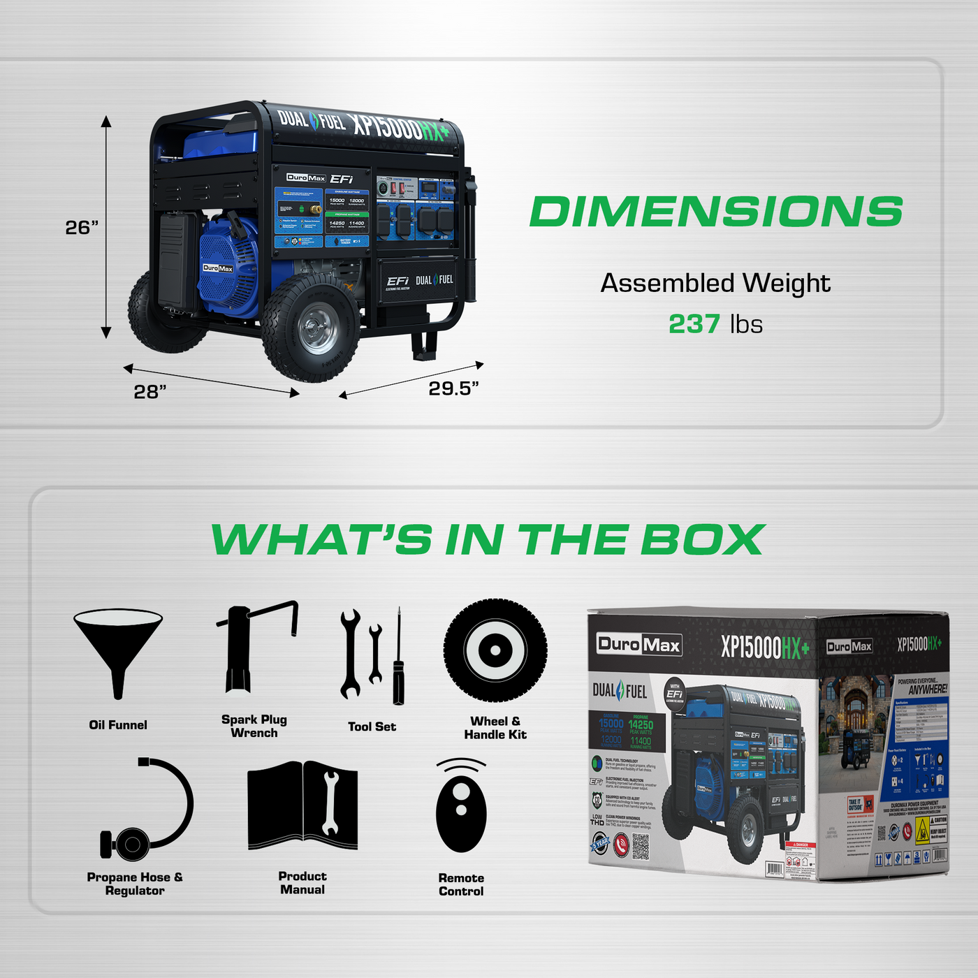 DuroMax 15,000 Watt Electric Start Dual Fuel EFI Portable Generator