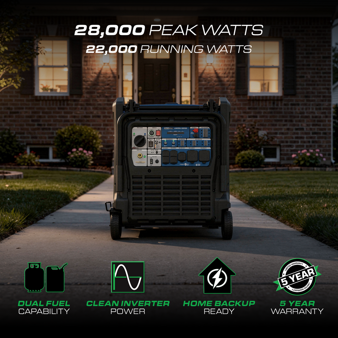 28,000 Watt Dual Fuel Portable Inverter Generator w/ CO Alert
