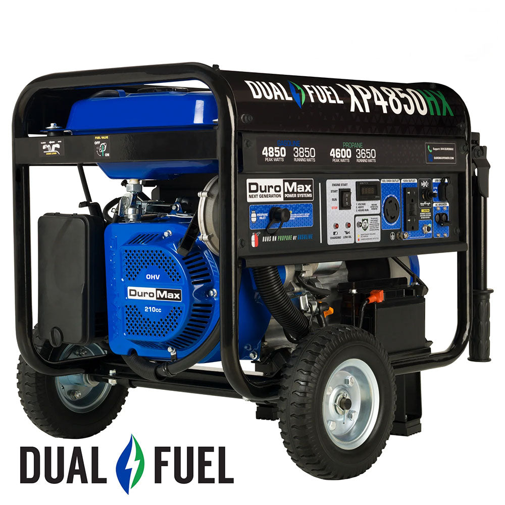 4,850 Watt Dual Fuel Portable HX Generator w/ CO Alert