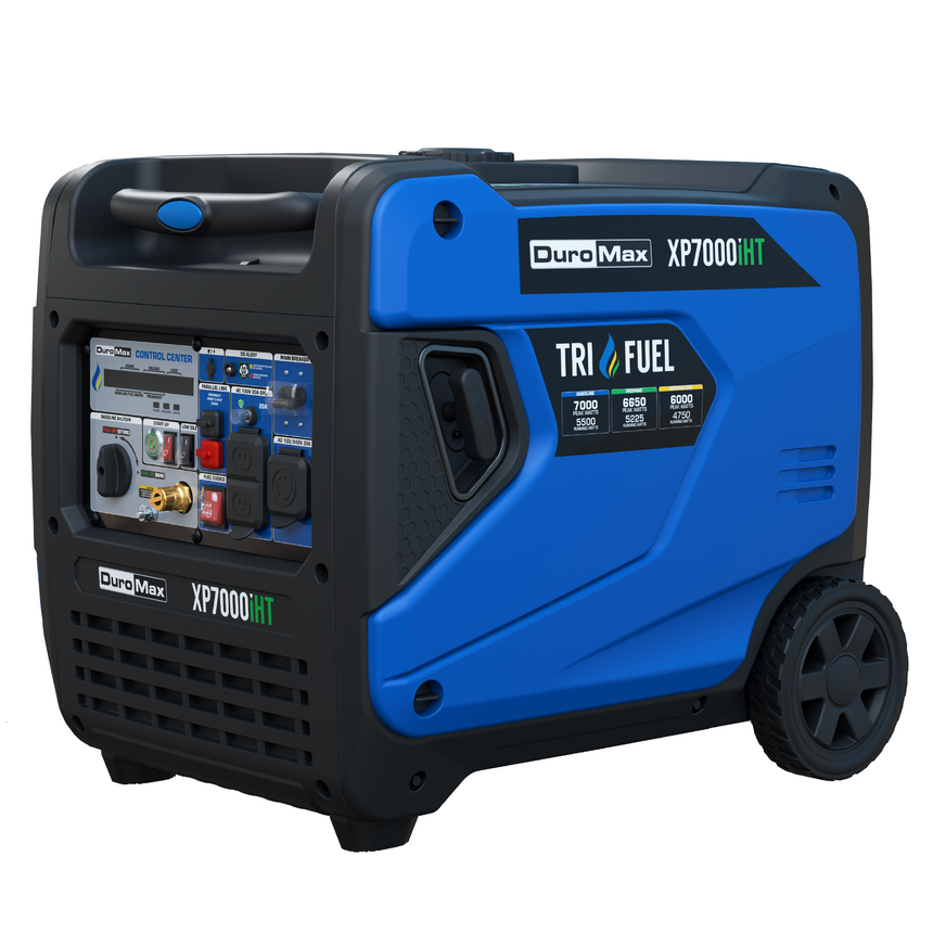 DuroMax 7,000 Watt Portable Tri Fuel Inverter Generator - Quiet, Low THD