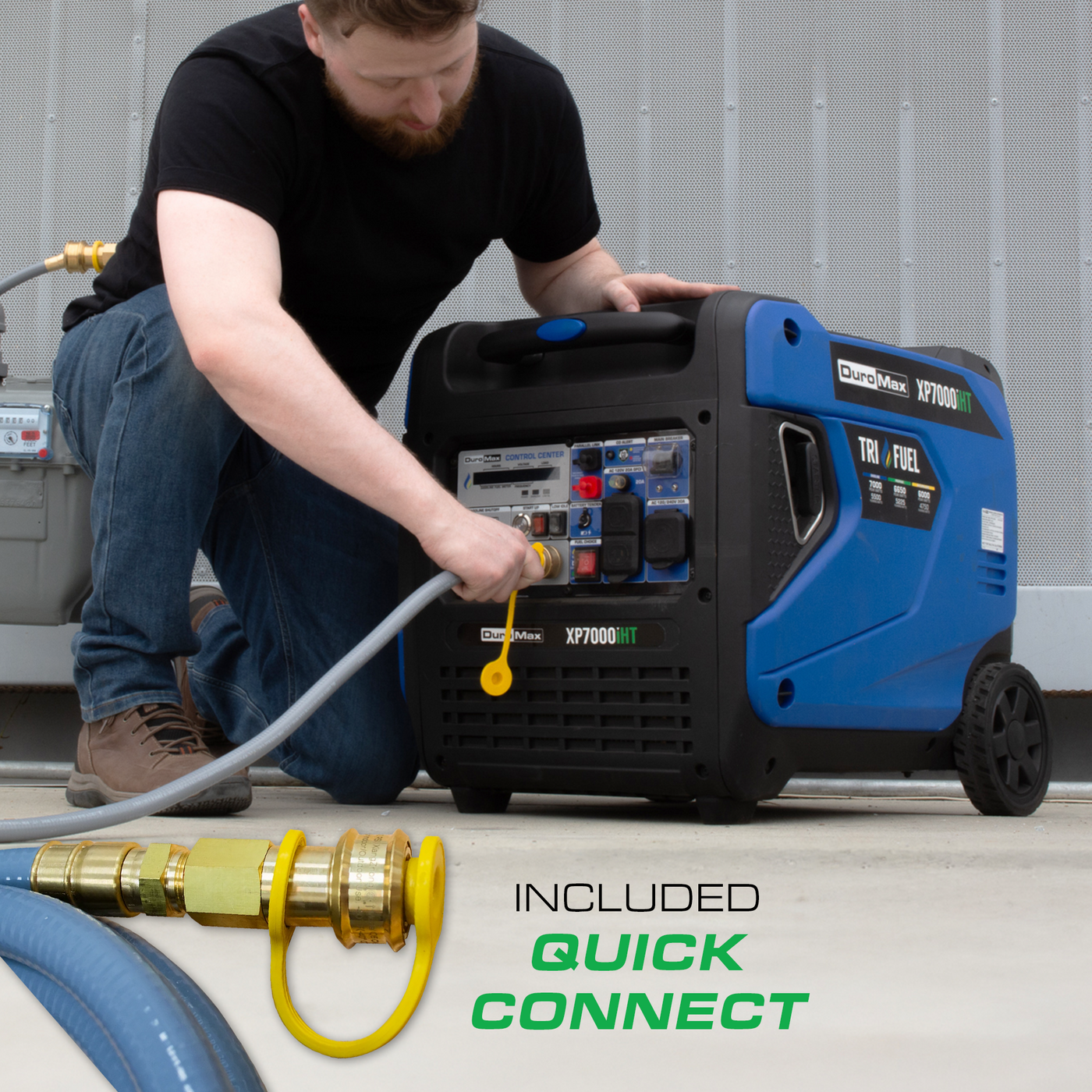 DuroMax 7,000 Watt Portable Tri Fuel Inverter Generator - Quiet, Low THD