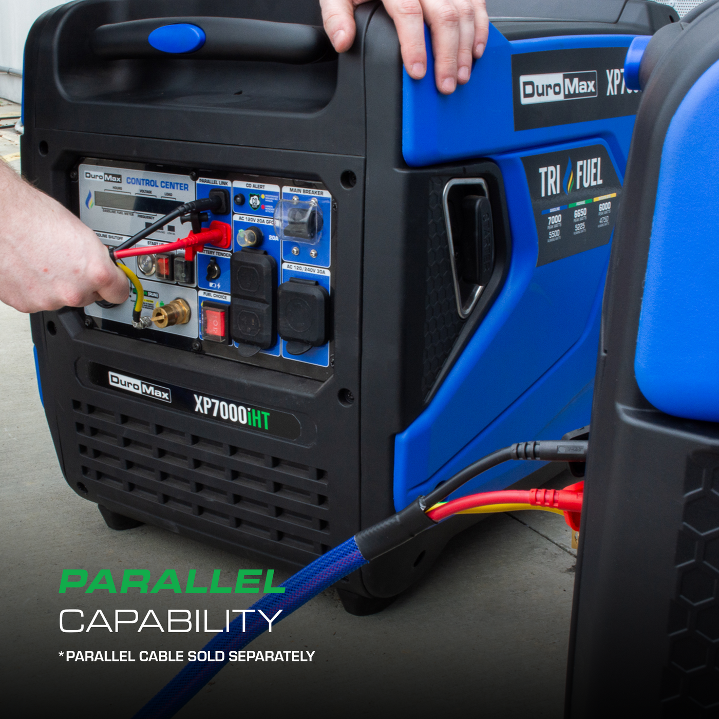 DuroMax 7,000 Watt Portable Tri Fuel Inverter Generator - Quiet, Low THD