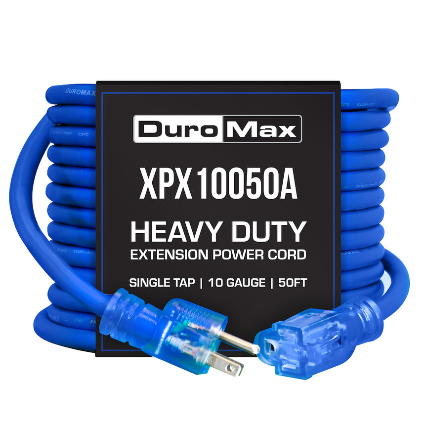 DuroMax  DuroMax XPX10050A Heavy Duty SJEOOW 50-Foot 10 Gauge Blue Single Tap Extension Power Cord