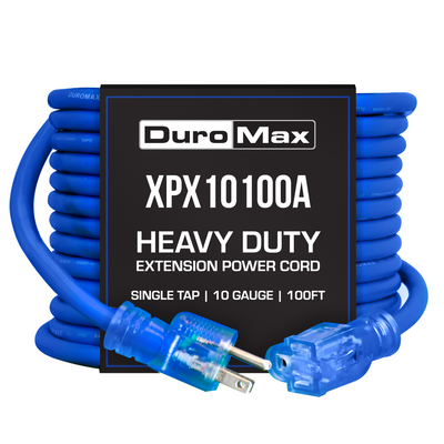 DuroMax  Heavy Duty SJEOOW 100-Foot 10 Gauge Blue Single Tap Extension Power Cord