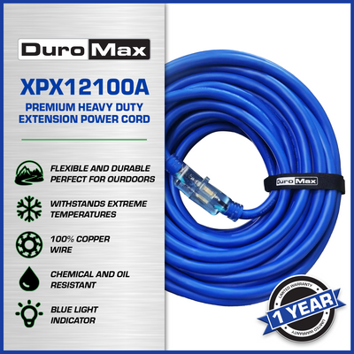 DuroMax  DuroMax XPX12100A Heavy Duty SJEOOW 100-Foot 12 Gauge Blue Single Tap Extension Power Cord