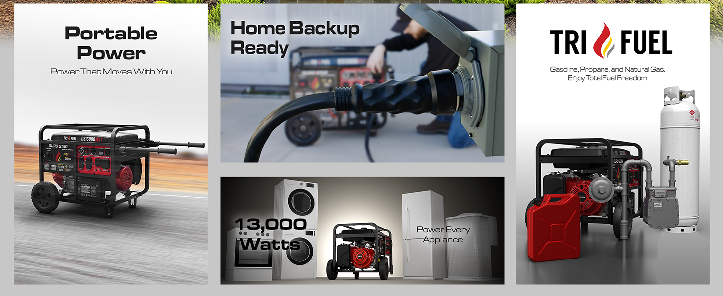 13,000W Tri Fuel Generator for Home Backup