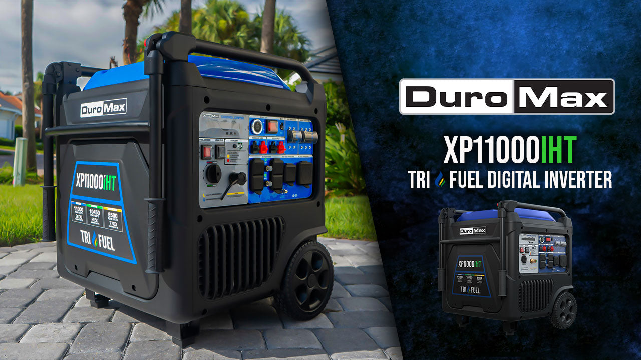 DuroMax 11,000 Watt Portable Dual Fuel Inverter Generator - Quiet, Low THD