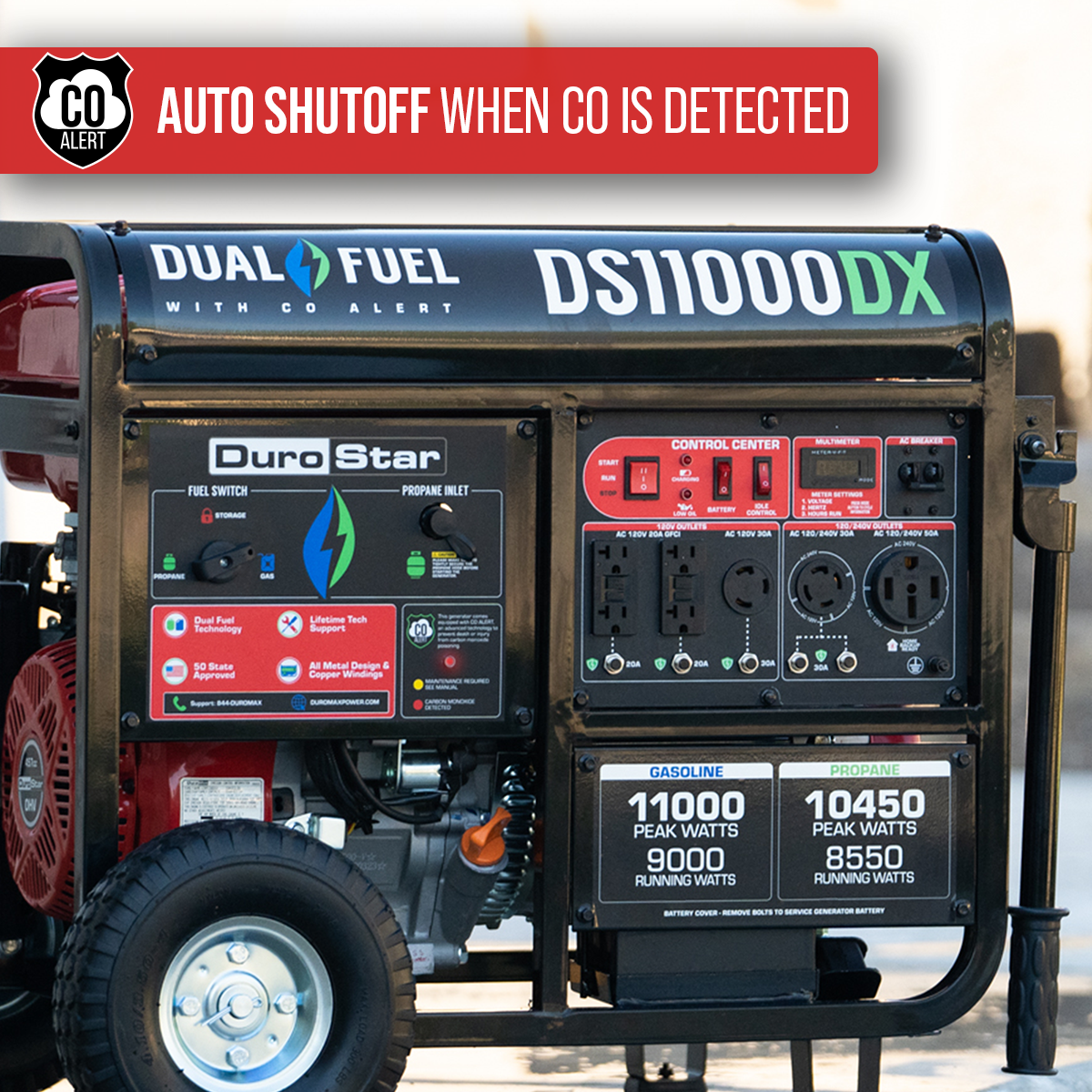 DuroStar  11,000 Watt Dual Fuel Portable Generator w/ CO Alert