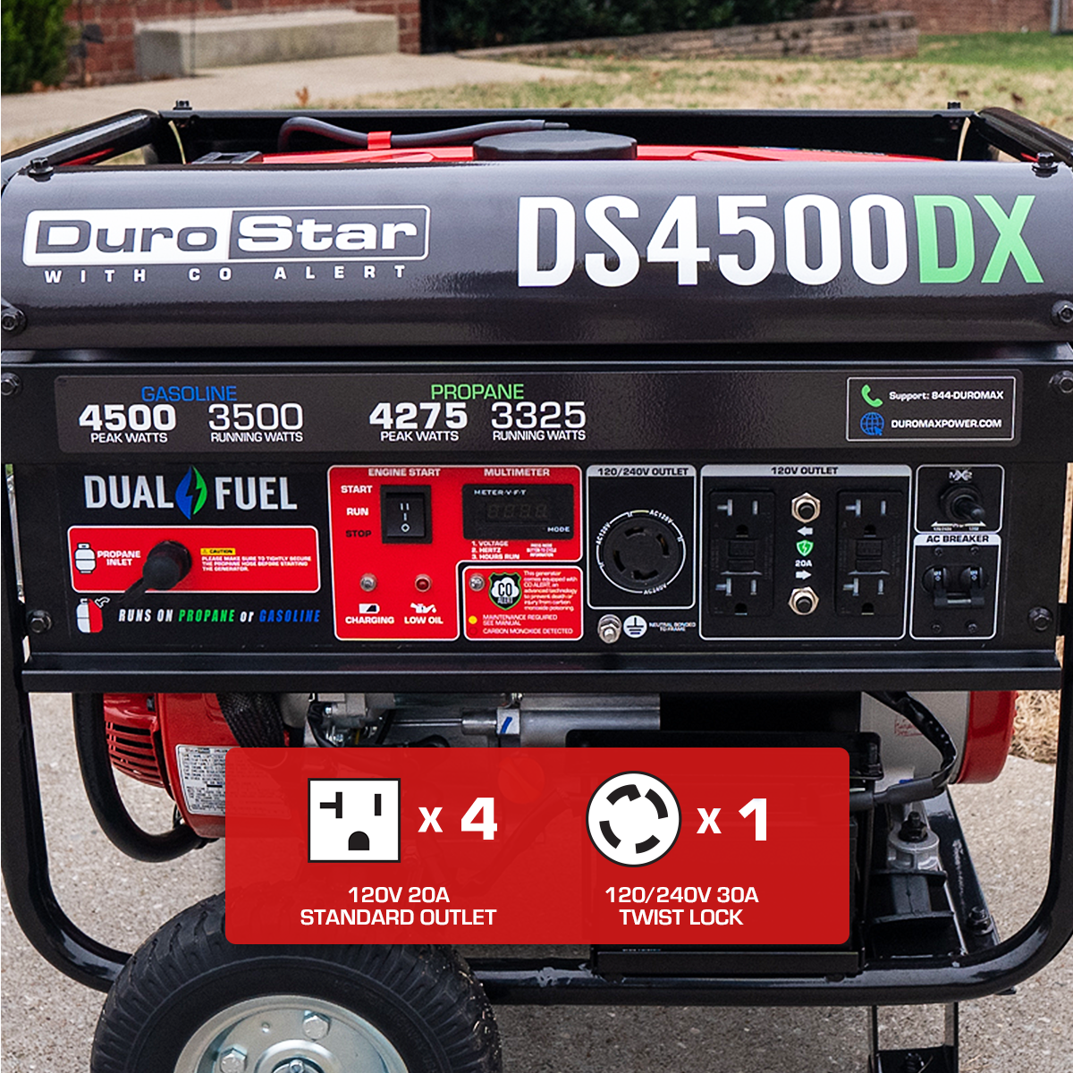 DuroStar  4,500 Watt Dual Fuel Portable Generator w/ CO Alert