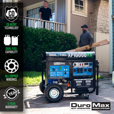 DuroMax  10,000 Watt Dual Fuel Portable HX Generator w/ CO Alert