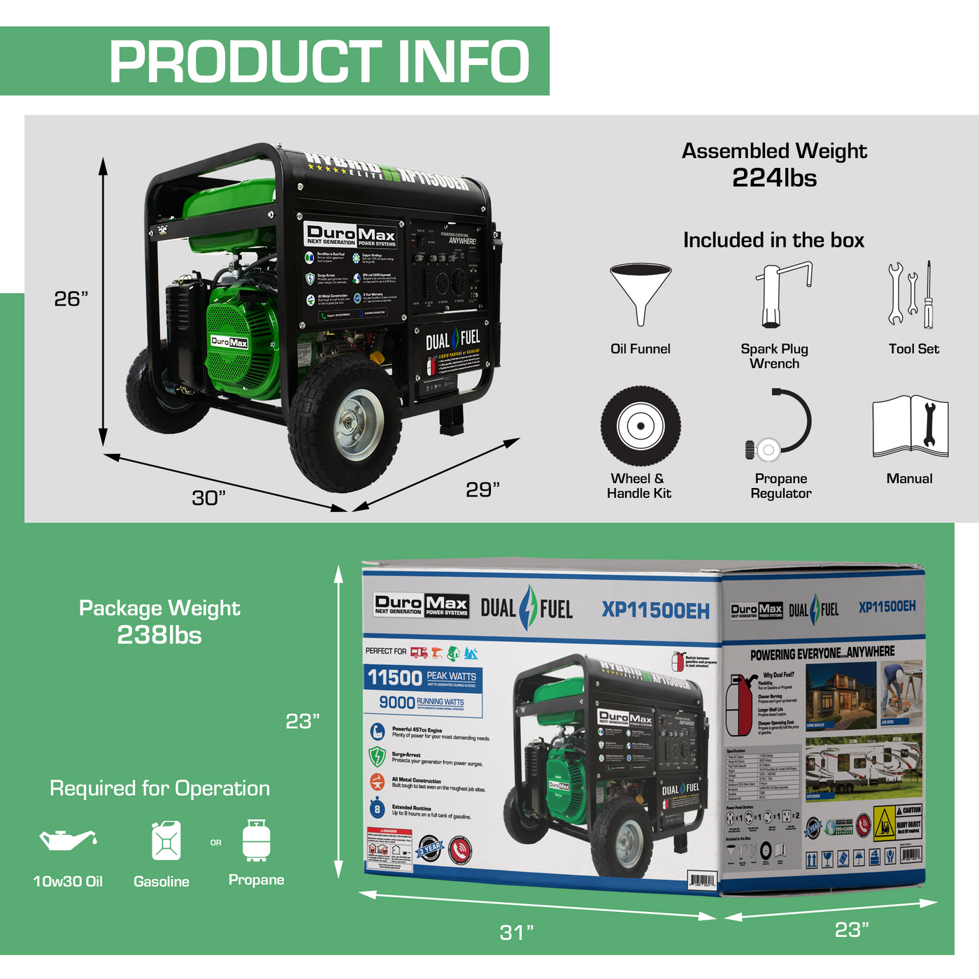 DuroMax  11,500 Watt Dual Fuel Portable Generator