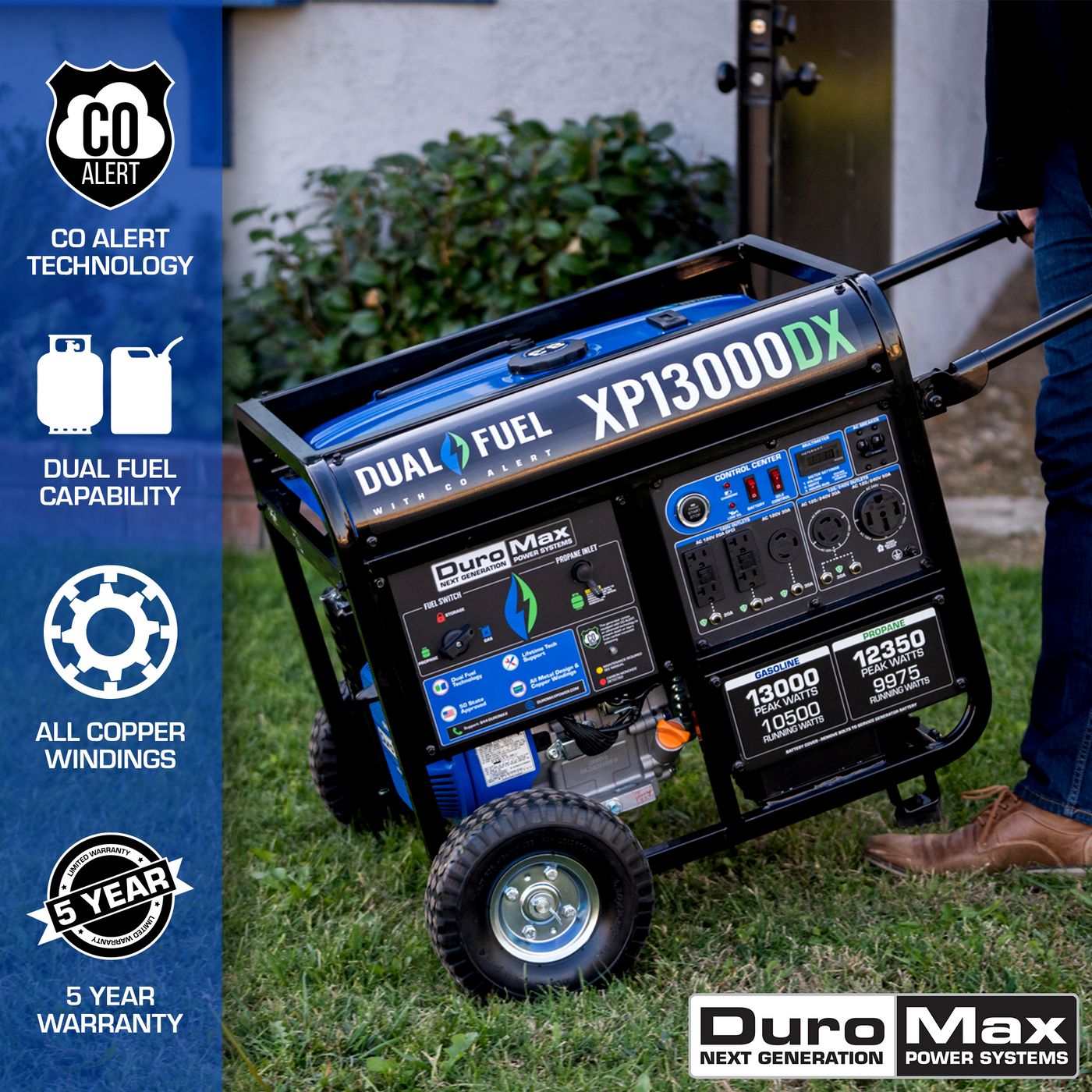 DuroMax  13,000 Watt Dual Fuel Portable Generator w/ CO Alert