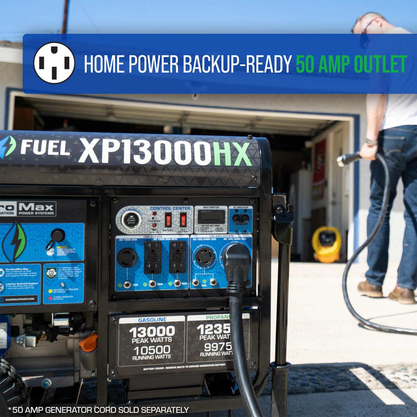 DuroMax  13,000 Watt Dual Fuel Portable HX Generator w/ CO Alert