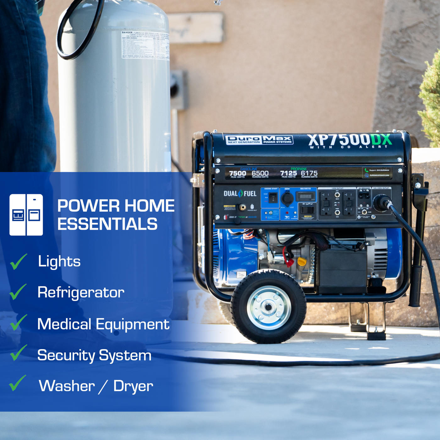 DuroMax  7,500 Watt Dual Fuel Portable Generator w/ CO Alert