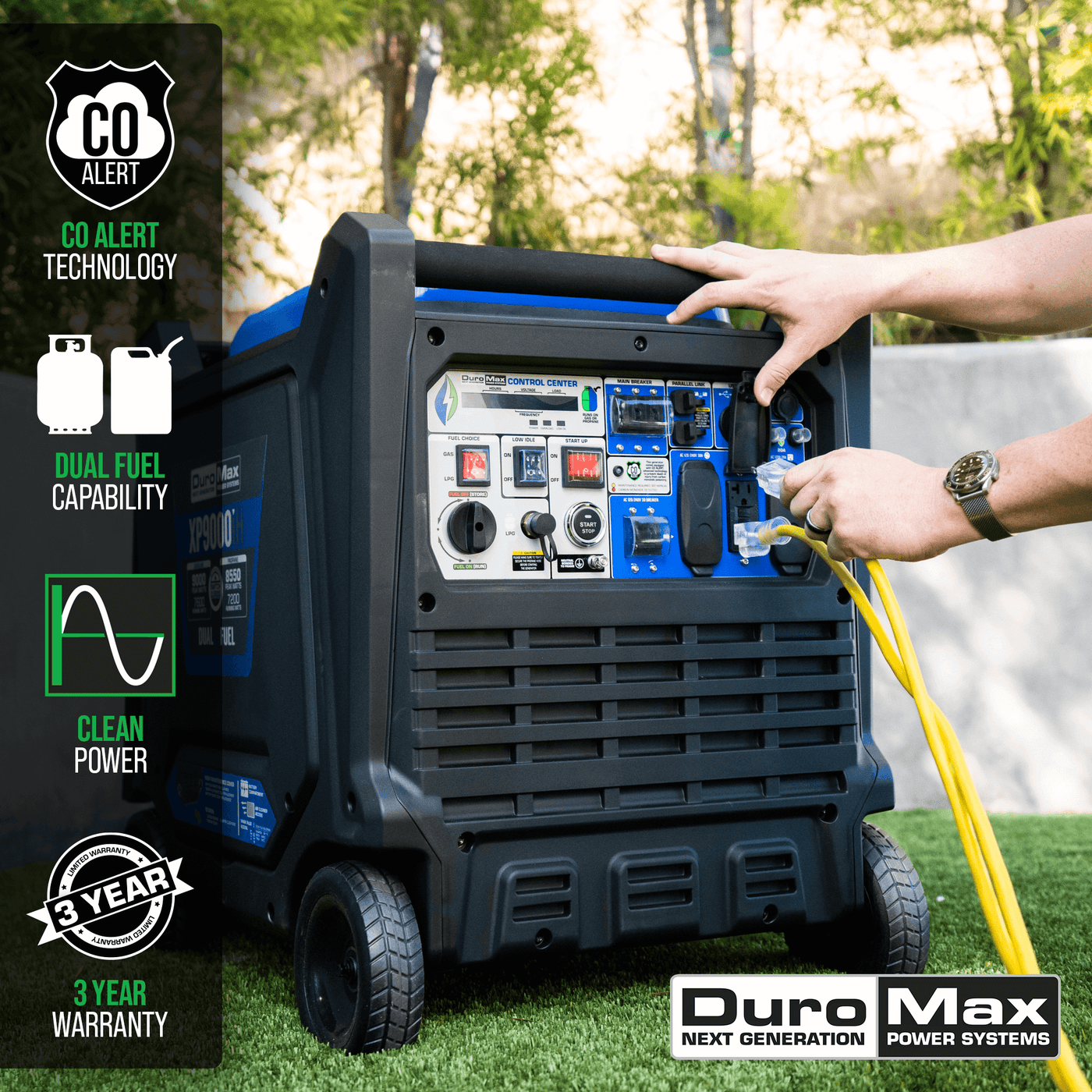 DuroMax  9,000 Watt Dual Fuel Portable Inverter Generator w/ CO Alert