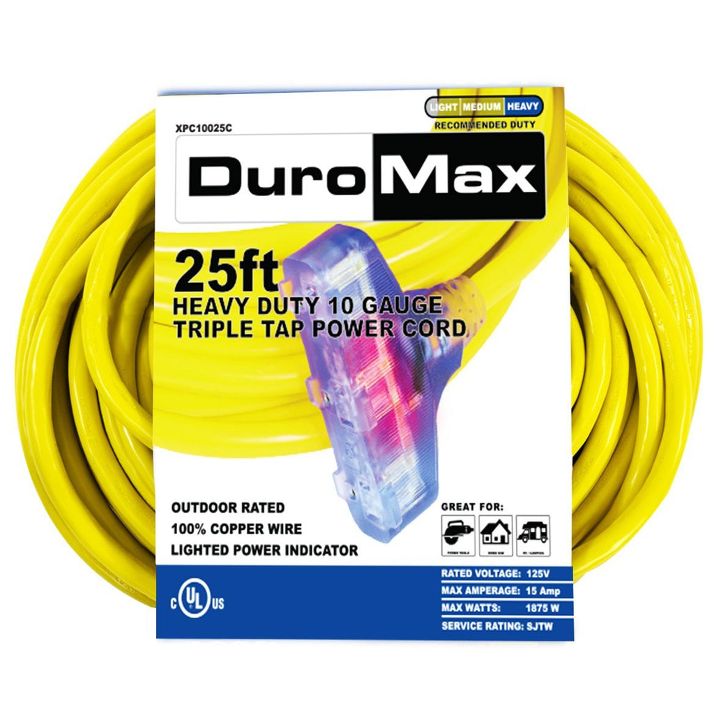 25-Foot 10 Gauge Triple Tap Extension Power Cord – XPC10025C