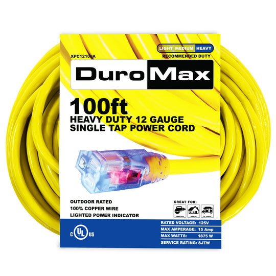 100-Foot 12 Gauge Single Tap Extension Power Cord – XPC12100A