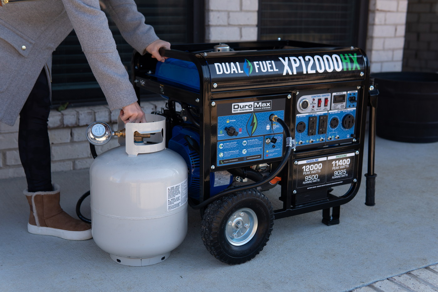 DuroMax  12,000 Watt Dual Fuel Portable HX Generator w/ CO Alert